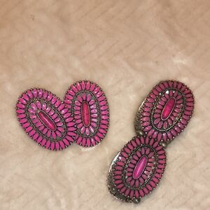 Western Pink Concho Earrings And Bracelet SET